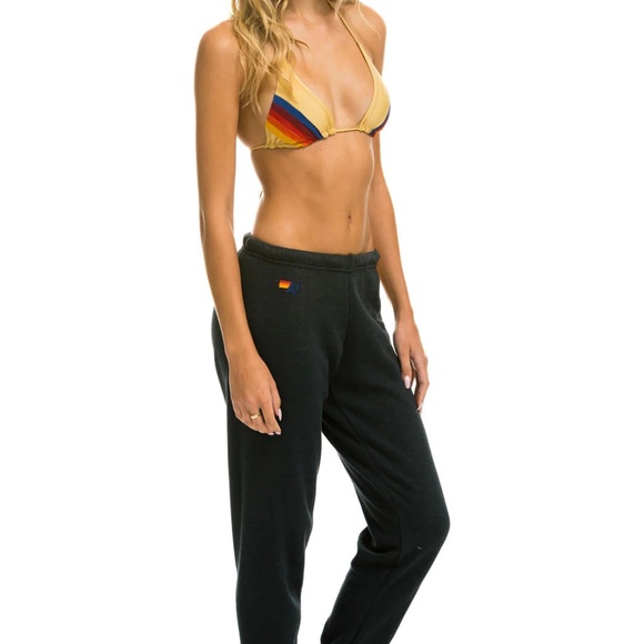 Aviator Nation 5 Stripe Sweatpant - Charcoal XL Unisex - Picture 3 of 5